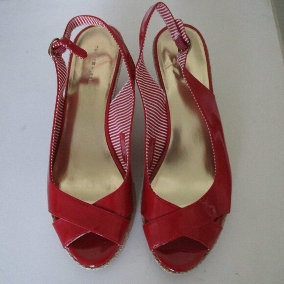 Tommy Hilfiger "Chevella" Red Slingback Open Toe Espadrille w/2.5" Wedge Heel-9M - Picture 5 of 9